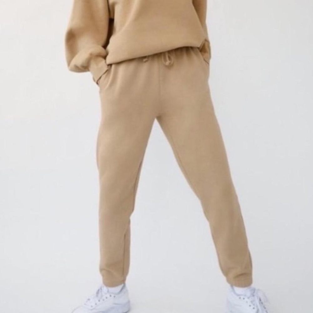 TNA Cozy Fleece Boyfriend Sweatpants Joggers Brown Extra Large